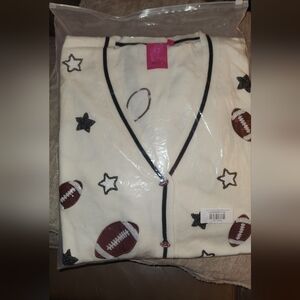 Queen Of Sparkles White Football Star Cardigan